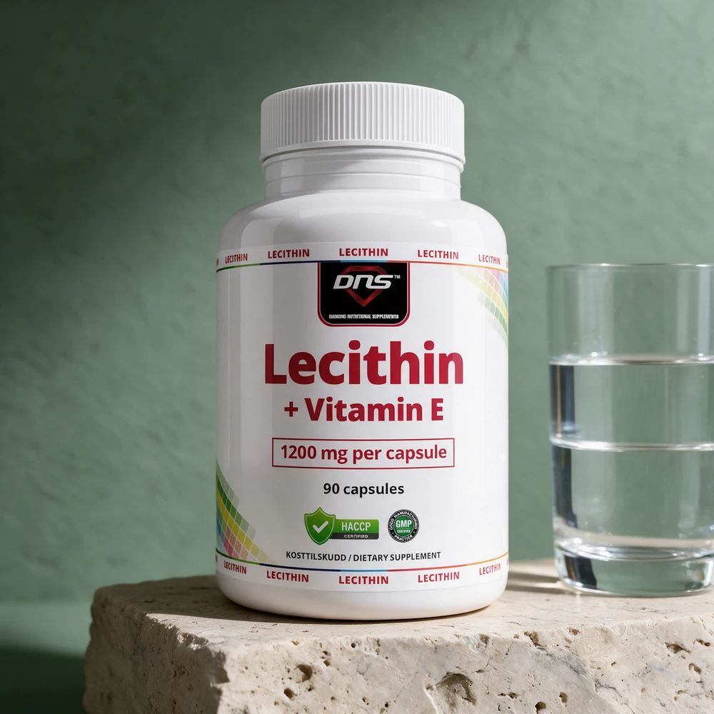 DNS Lecitin + Vitamin E, boks med myke kapsler à 1 200 mg