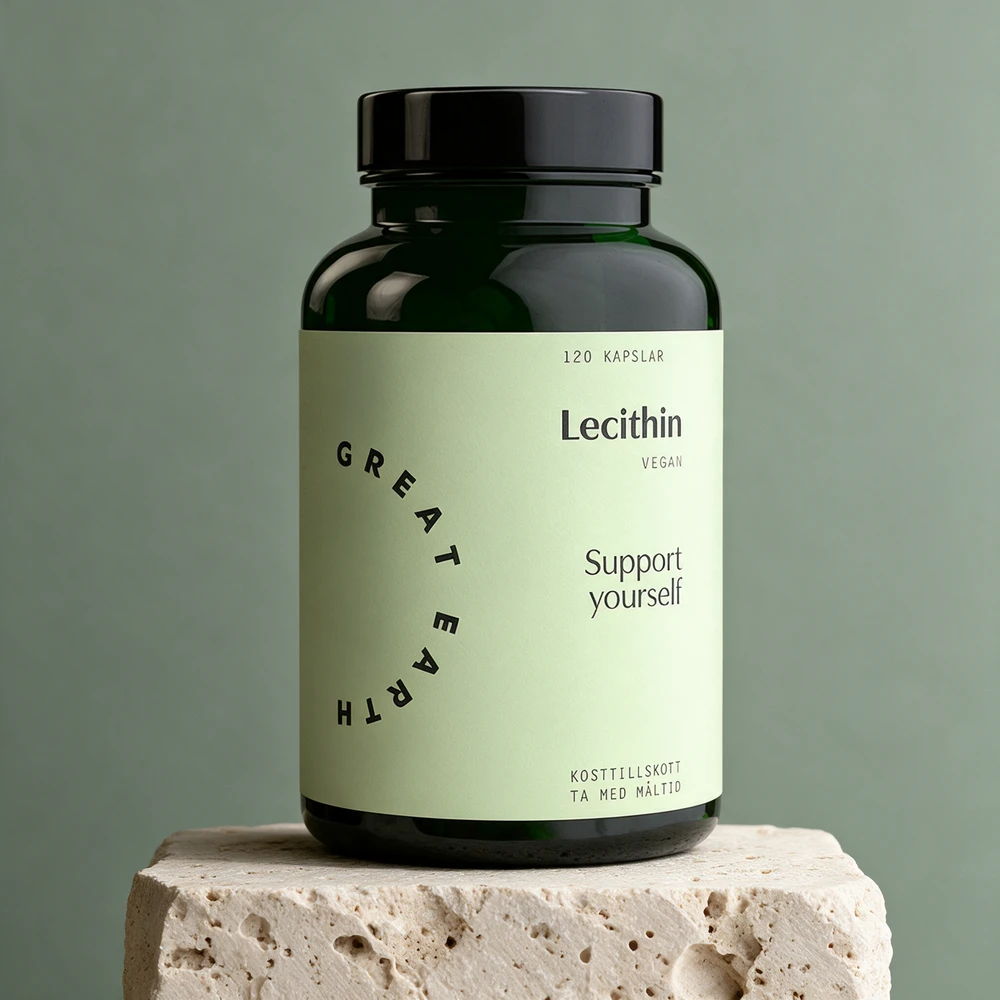 Great Earth Lecithin, glassboks med veganske plantekapsler