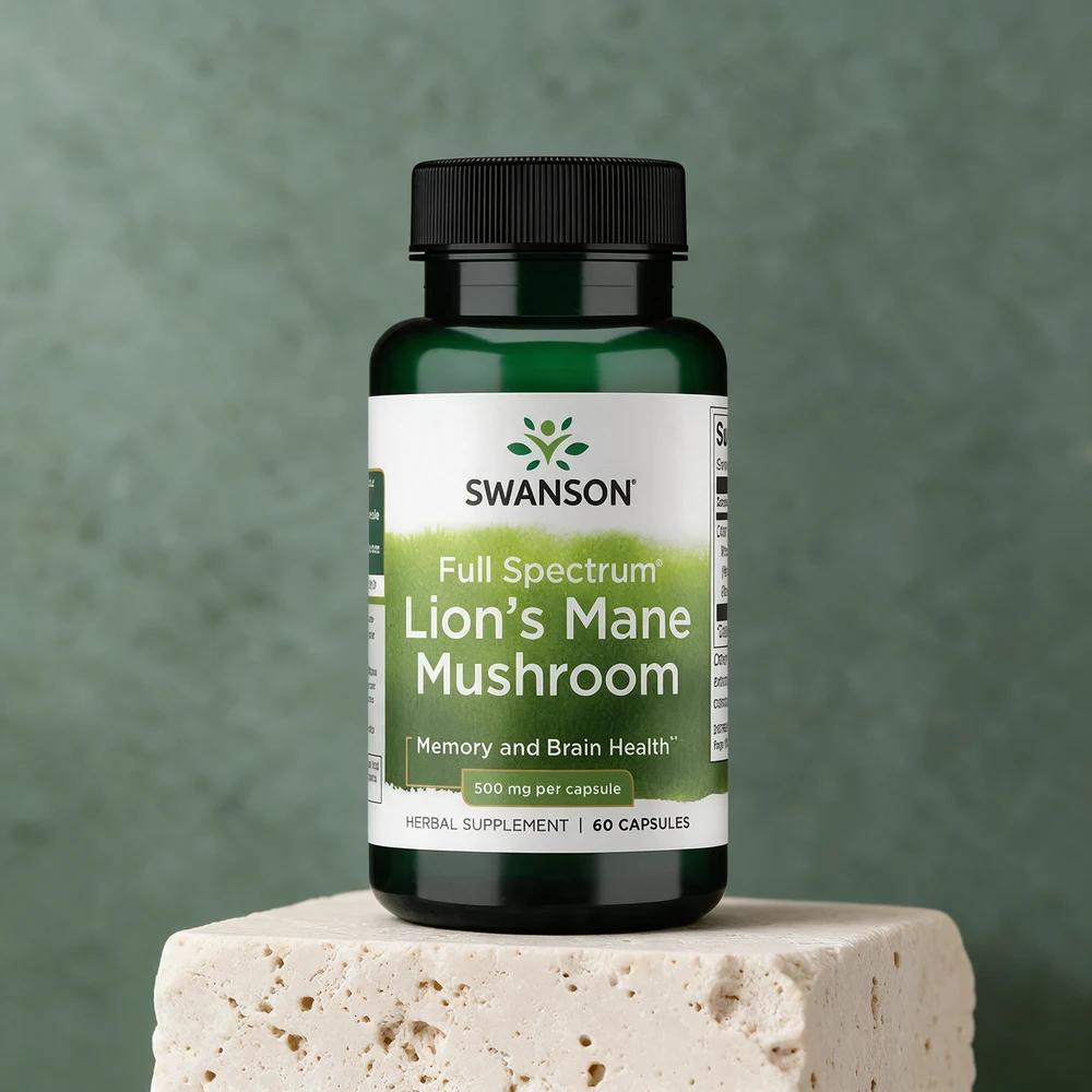 Swanson Full Spectrum Lion's Mane Mushroom, mørkegrønn boks