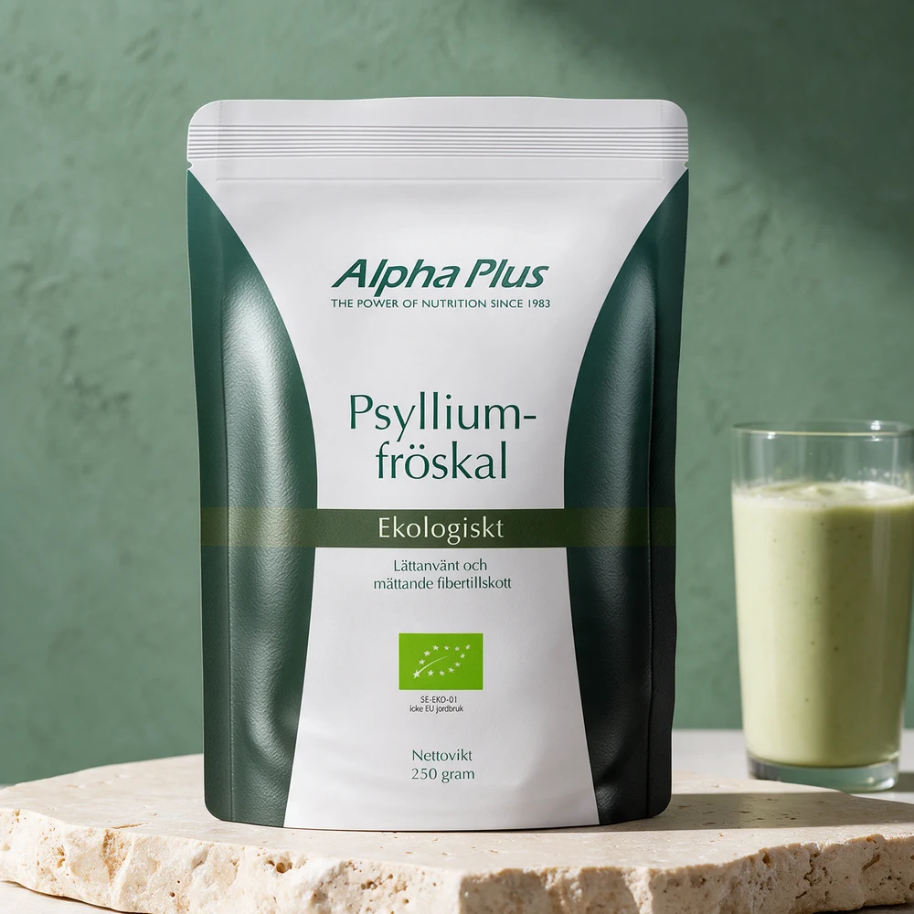 Alpha Plus Psylliumskall, økologisk, i stående pose på 250 gram