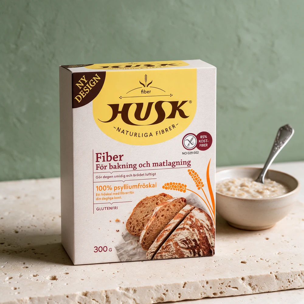 FiberHusk Psylliumskall i kartong på 300 gram
