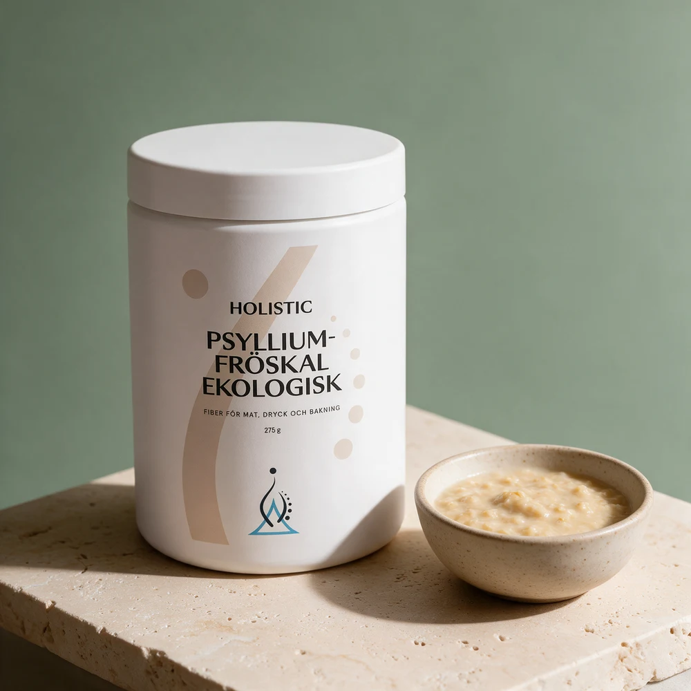 Holistic Psylliumskall, økologisk, i plastburk med lokk på 275 gram