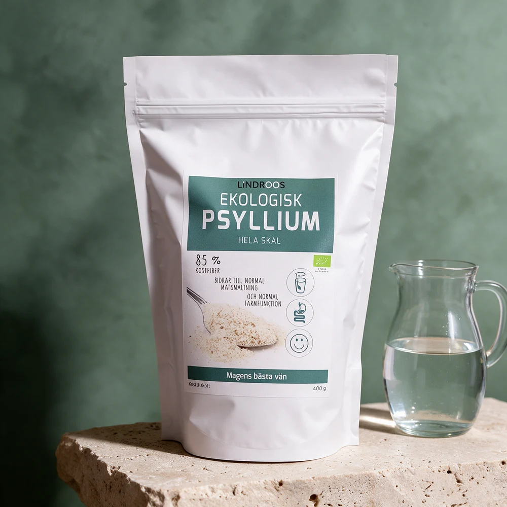 Lindroos Økologisk Psyllium Hele Skal, 400 gram i stående pose