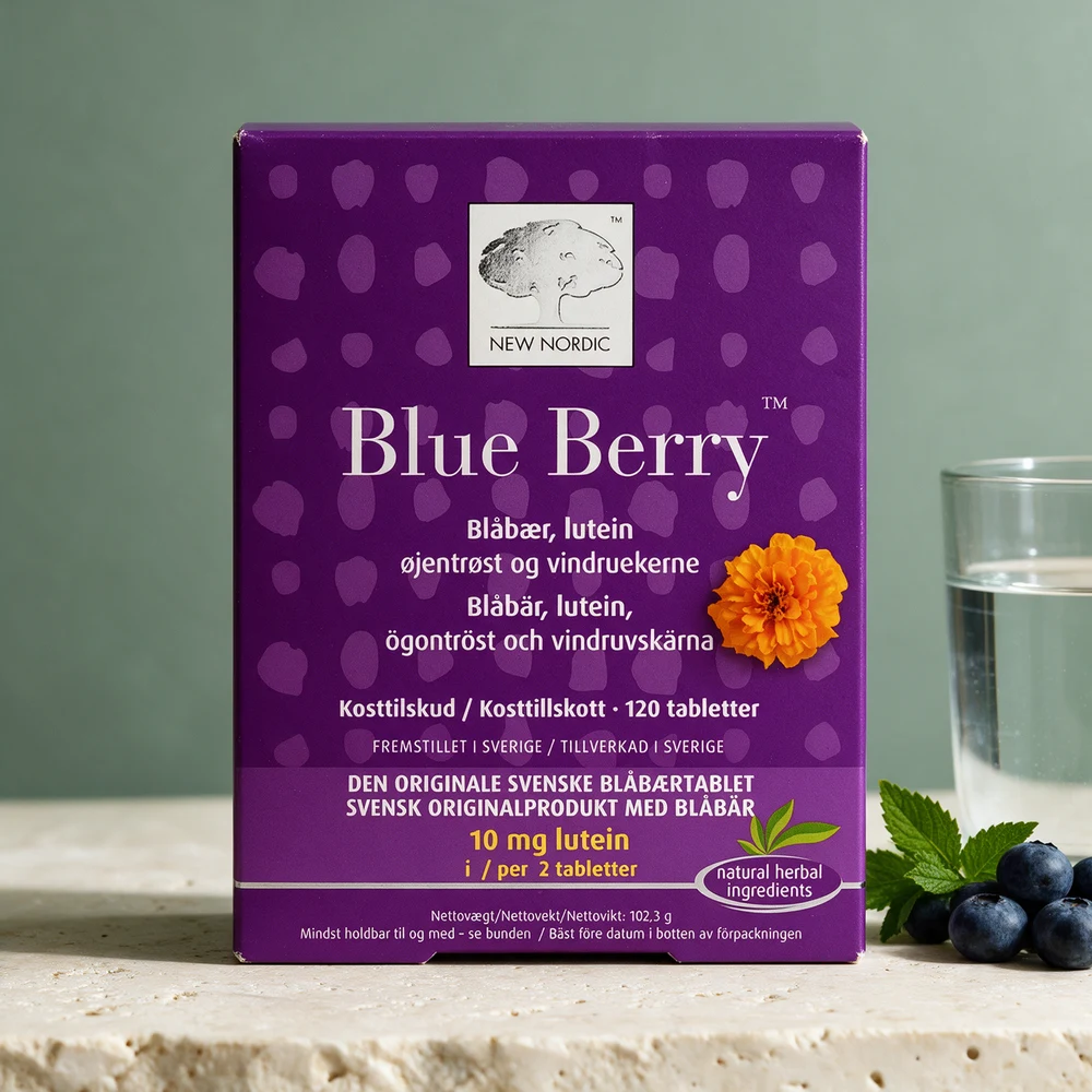 New Nordic Blue Berry Original, lilla eske merket «10 mg lutein»