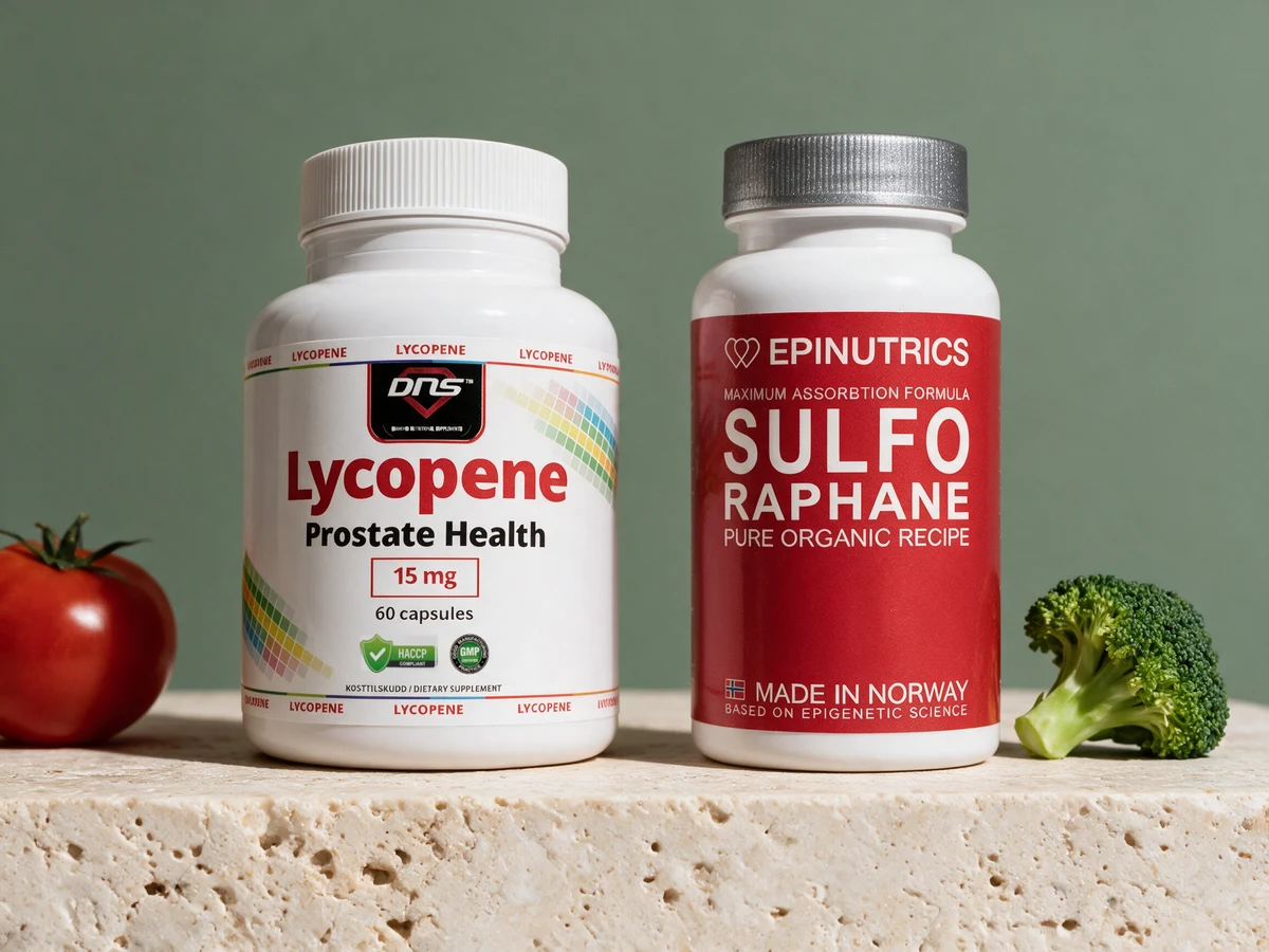 DNS Lycopene og Epinutrics Epi-Sulforaphane, tomatkapselen og brokkolikapselen