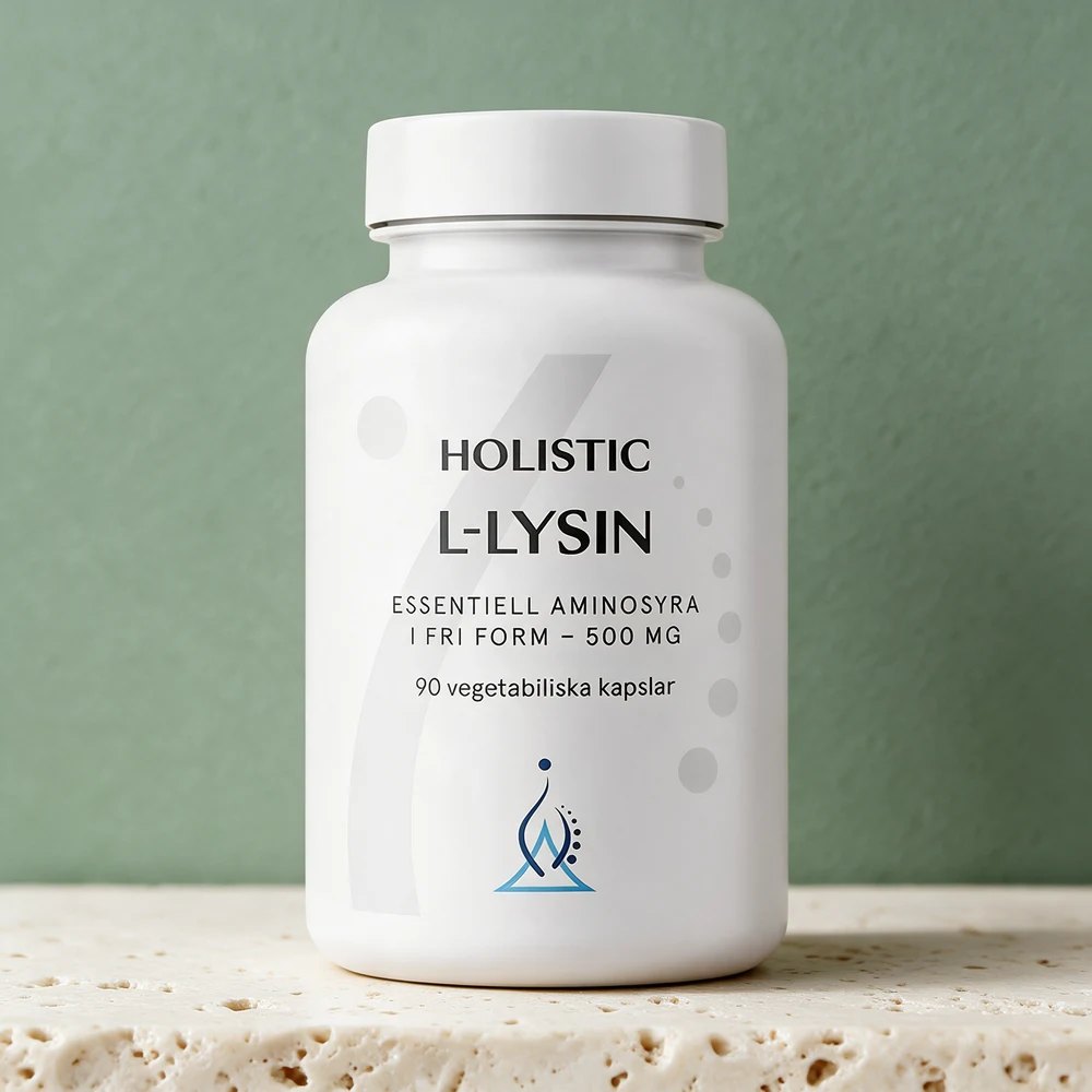 Holistic L-Lysin, hvit boks med 90 vegetabilske kapsler à 500 mg