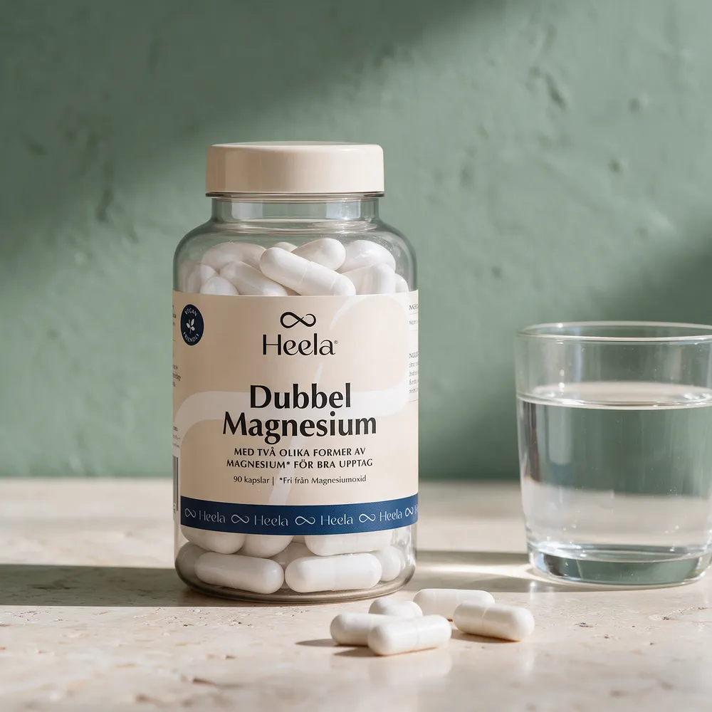 Heela Dubbel Magnesium med to magnesiumformer, 90 kapsler