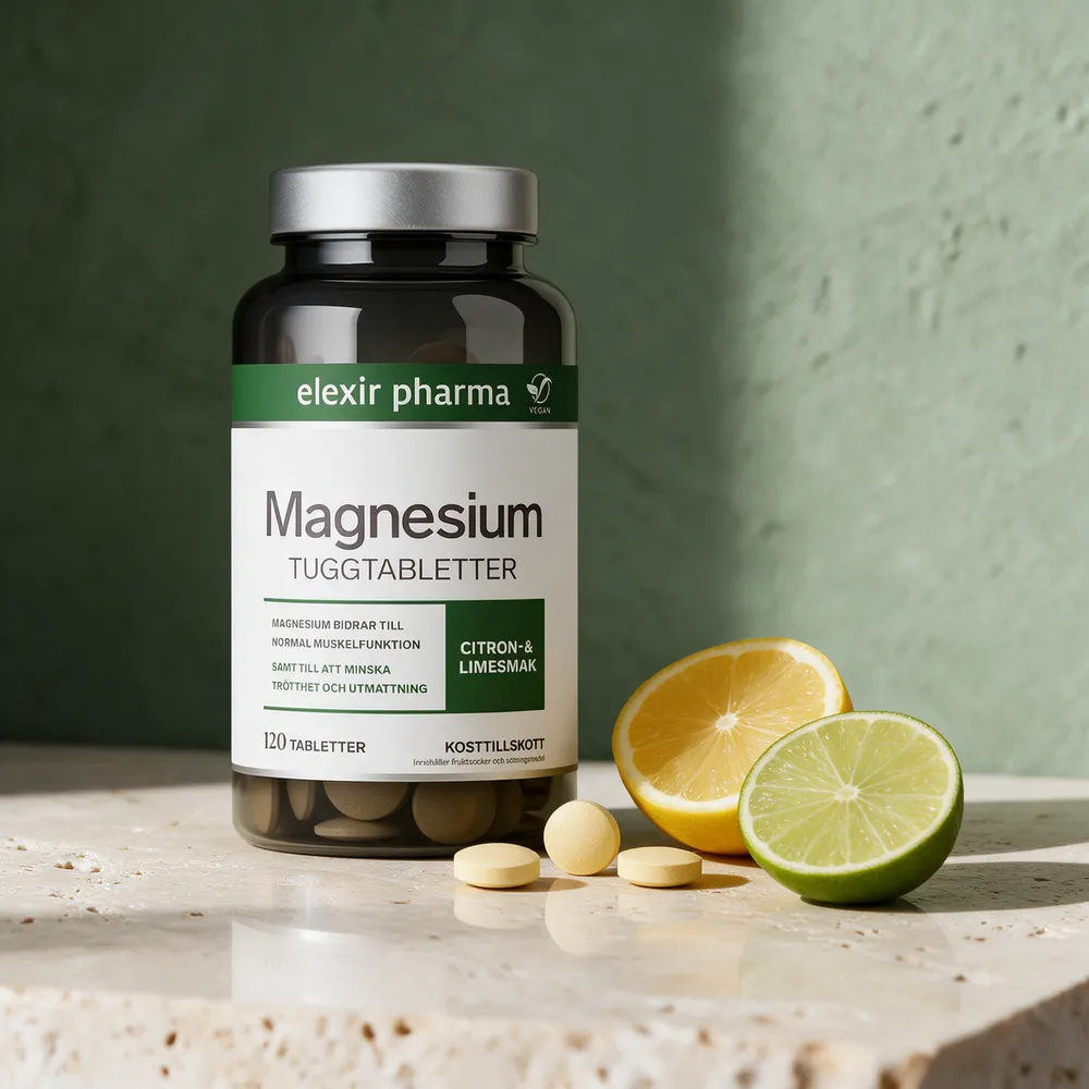 Elexir Pharma Magnesium tyggetabletter med sitron- og limesmak, 120 tabletter