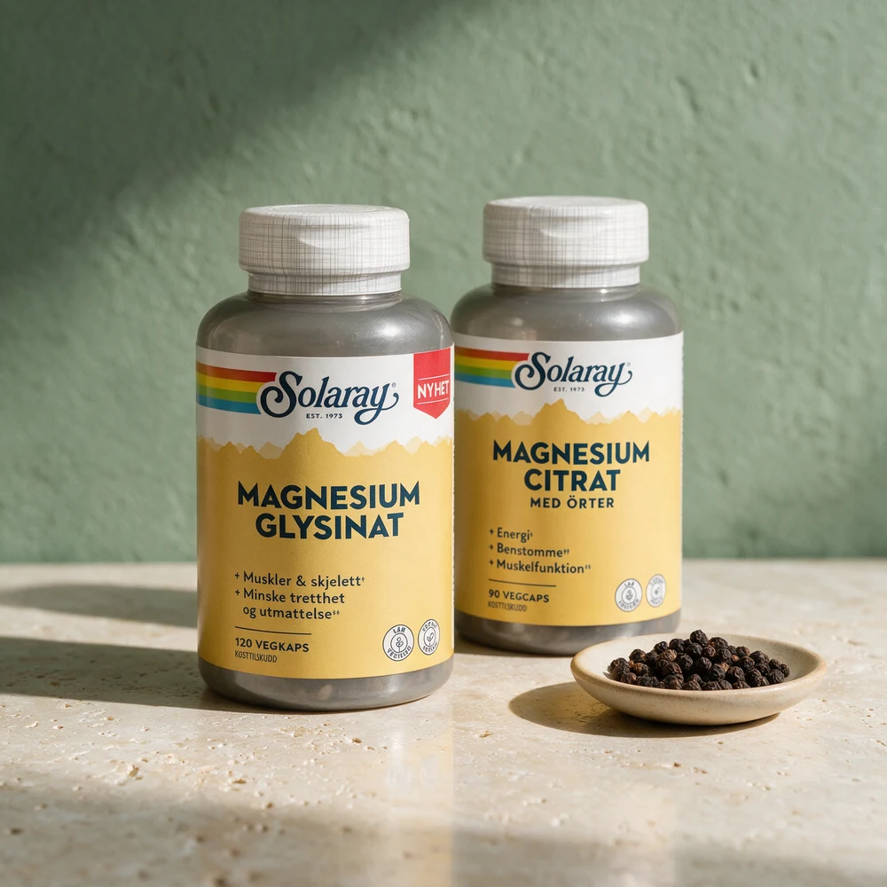 Solaray Magnesium Glysinat og Solaray Magnesium Citrat med urter