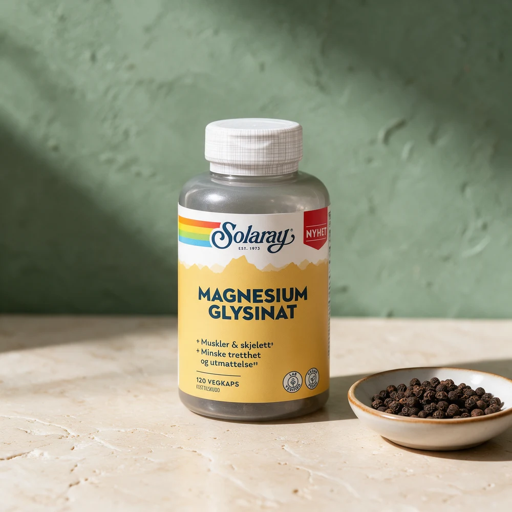 Solaray Magnesium Glysinat, 120 vegkaps, og hel svart pepper
