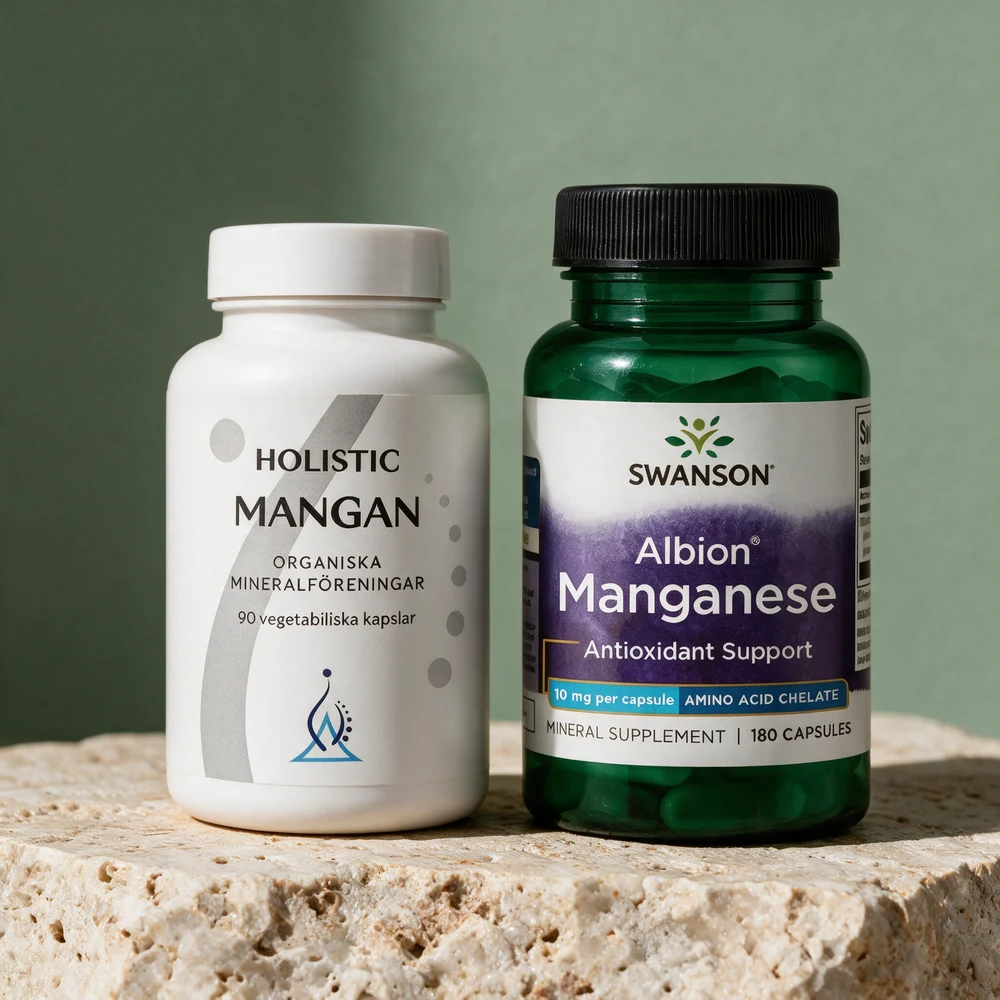 Holistic Mangan 5 mg og Swanson Albion Manganese 10 mg