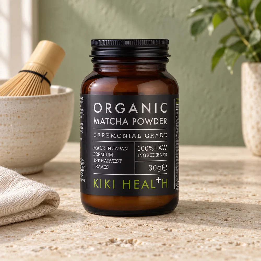 Kiki Health Matcha Ceremonial, brunt glass med 30 gram matcha
