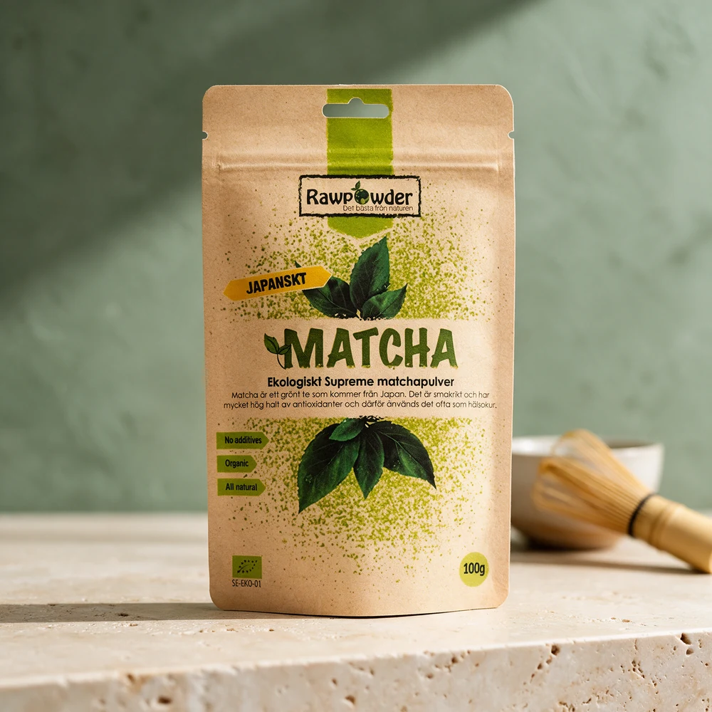 Rawpowder Matcha Supreme, pose med 100 gram japansk matcha