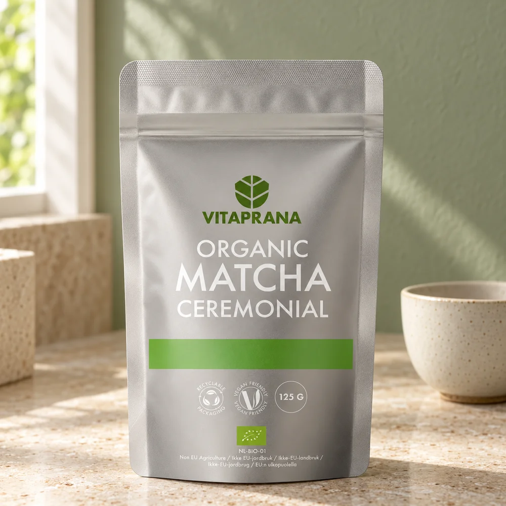 Vitaprana Matcha Ceremonial, pose med 125 gram økologisk matcha