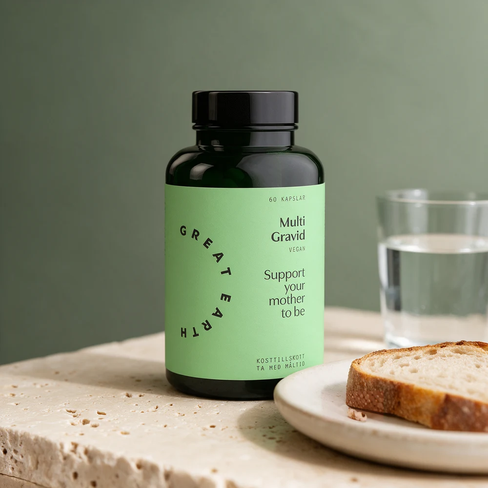 Great Earth Multi Gravid, boks med 60 veganske kapsler, én til hvert dagsmåltid