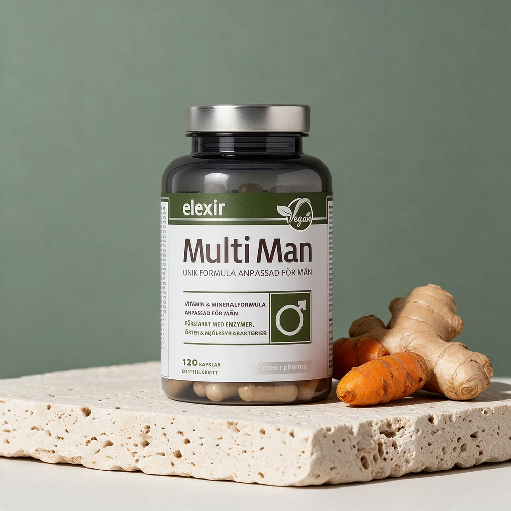 Elexir Pharma Multivitamin Man ved fersk ingefær og gurkemeierot