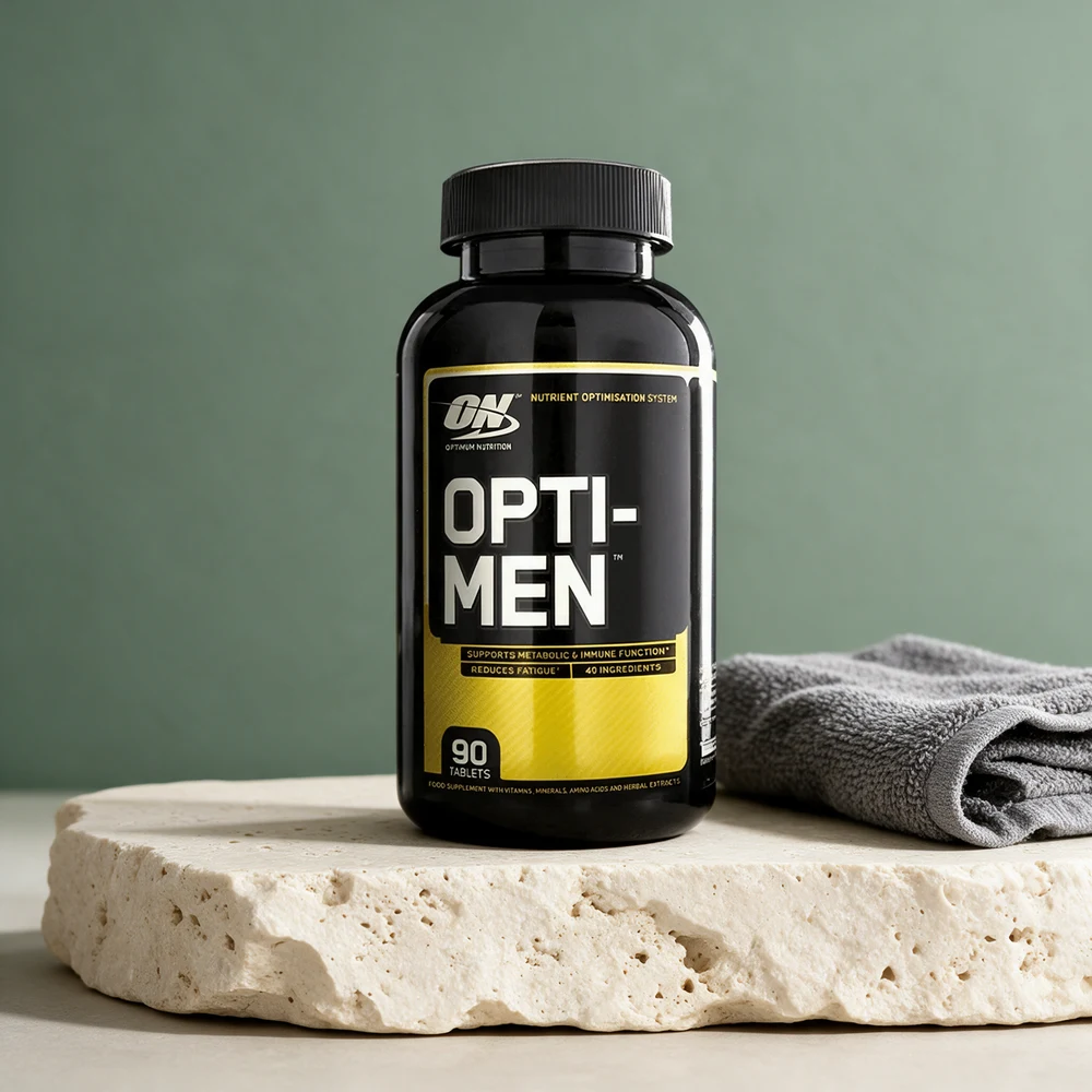 Optimum Nutrition Opti-Men, svart boks merket «90 tablets»