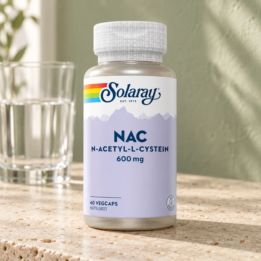 Solaray NAC 600 mg, boks med 60 veganske kapsler