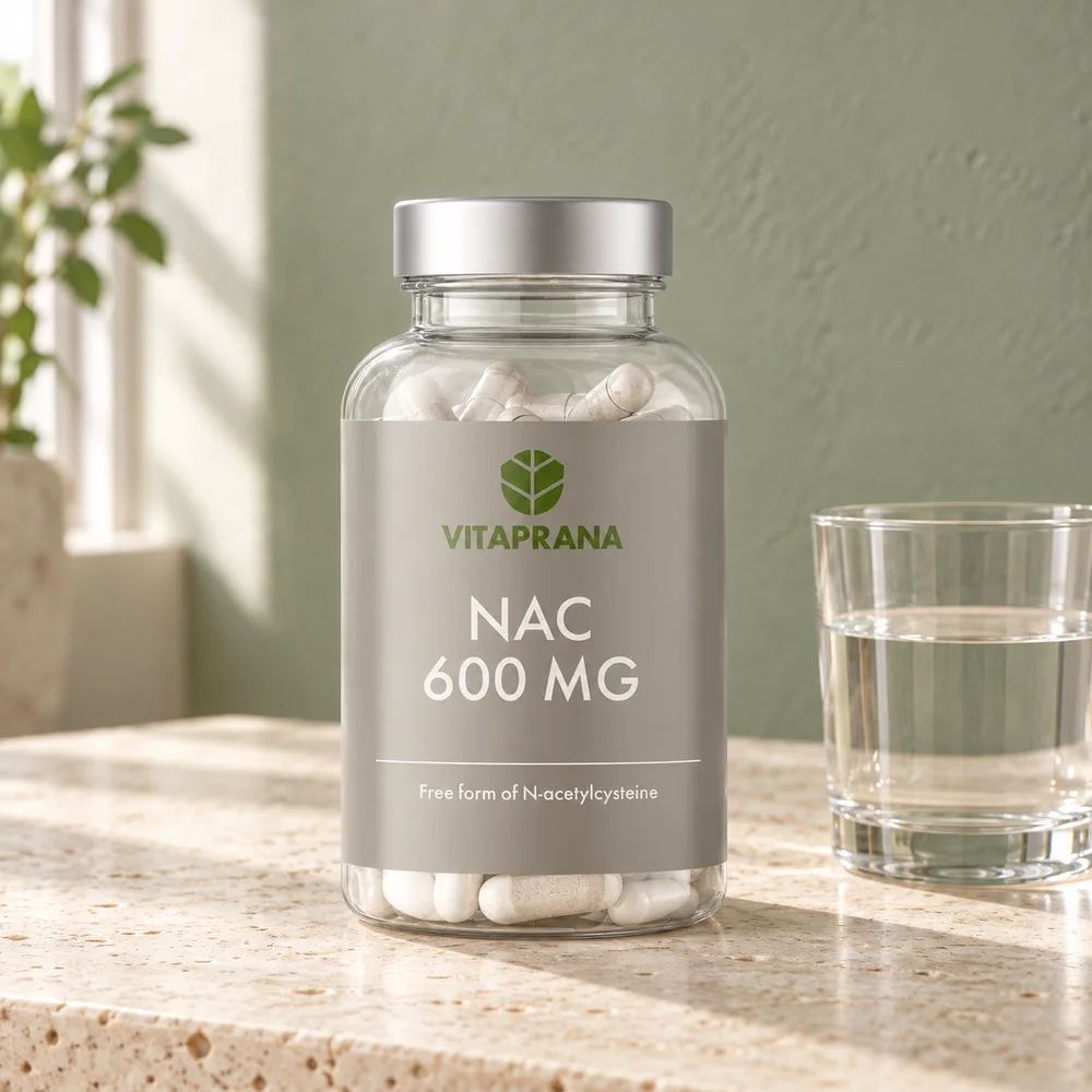 Vitaprana NAC 600 mg, klar boks med 100 kapsler