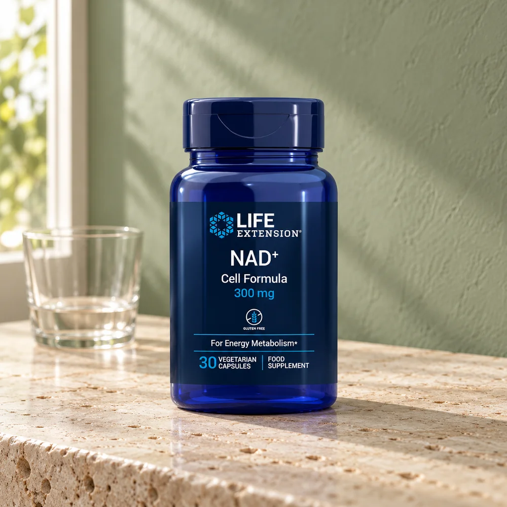 Life Extension NAD+ Cell Formula 300 mg, blå boks med 30 kapsler