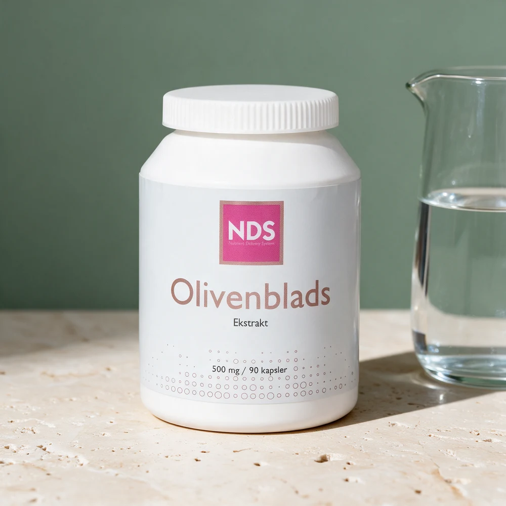 NDS BioGrown Olivenbladsekstrakt, boks med 90 kapsler à 500 mg