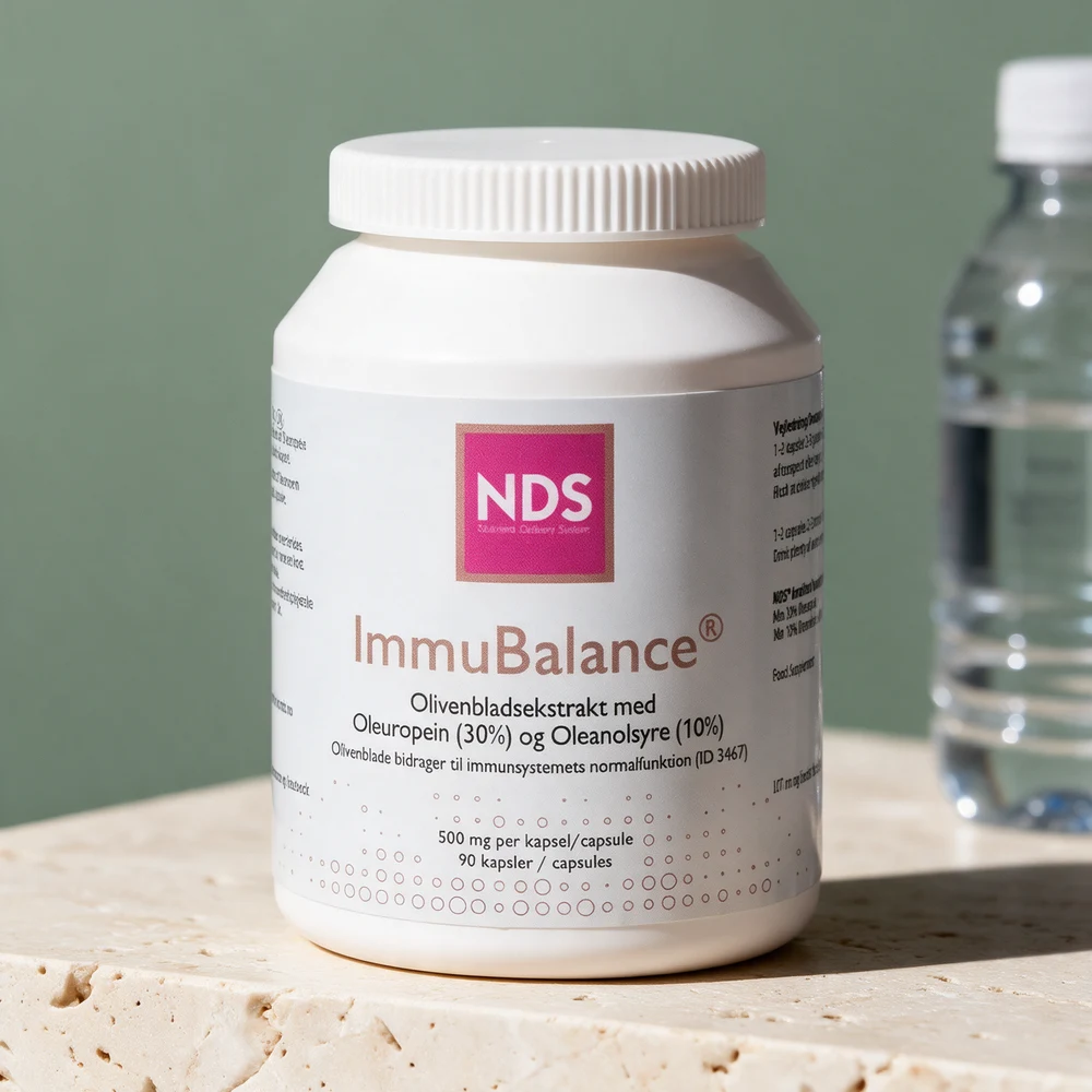 NDS Immubalance, boks med 90 kapsler à 500 mg olivenbladekstrakt med 30 % oleuropein og 10 % oleanolsyre