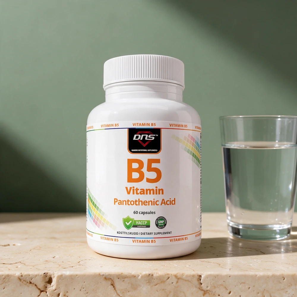 DNS Vitamin B5 Pantothenic Acid, hvit boks med 60 kapsler