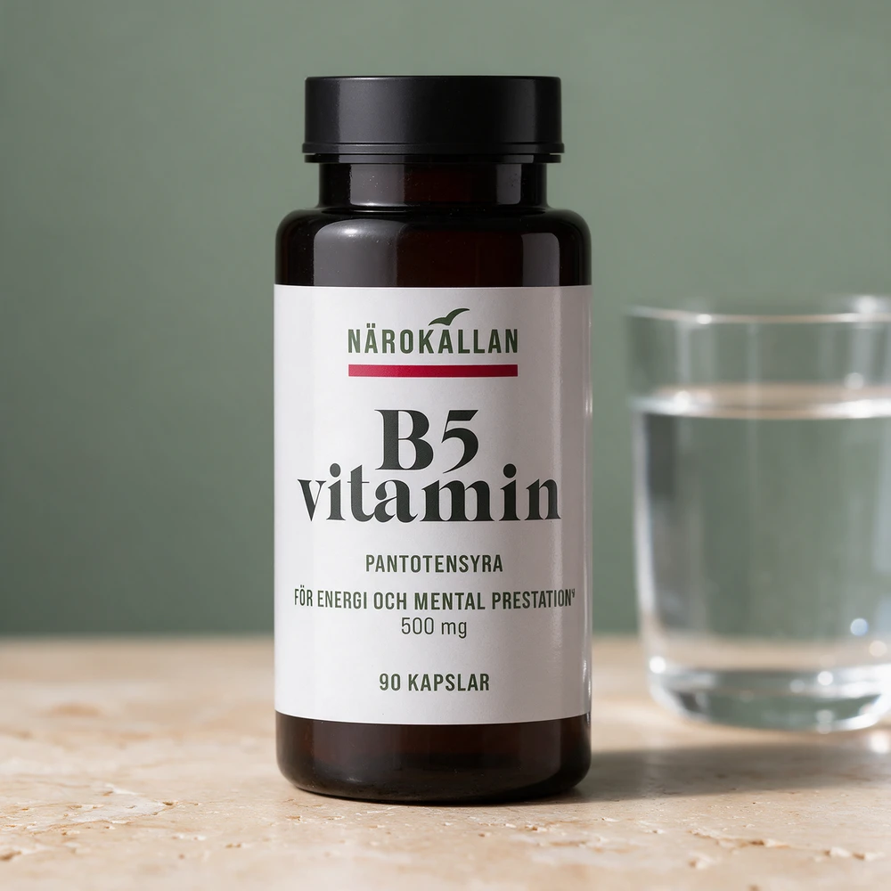Närokällan B5 vitamin, boks med 90 kapsler à 500 mg pantotensyre