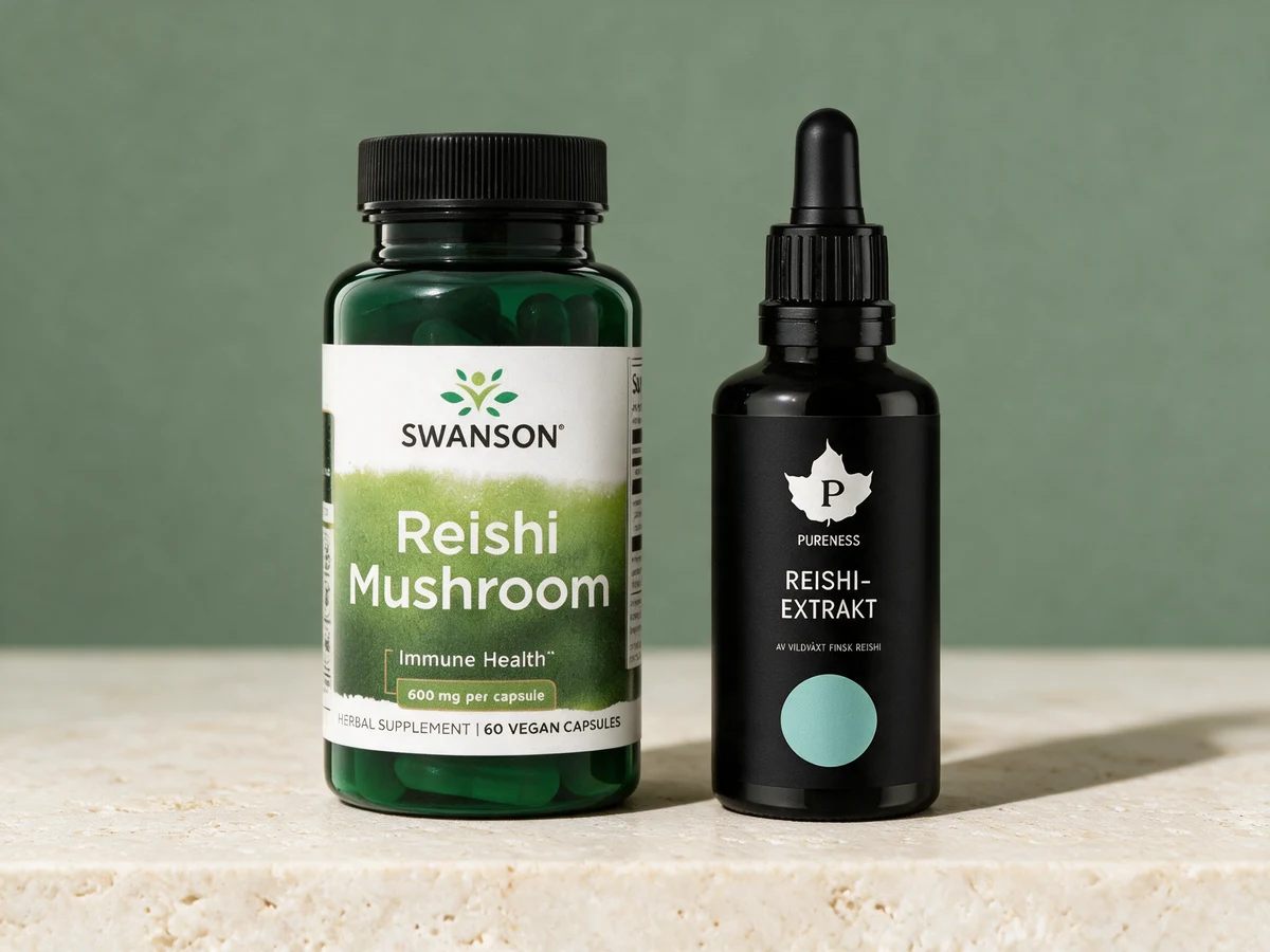 Swanson Reishi Mushroom 600 mg og Pureness Premium Research Reishi