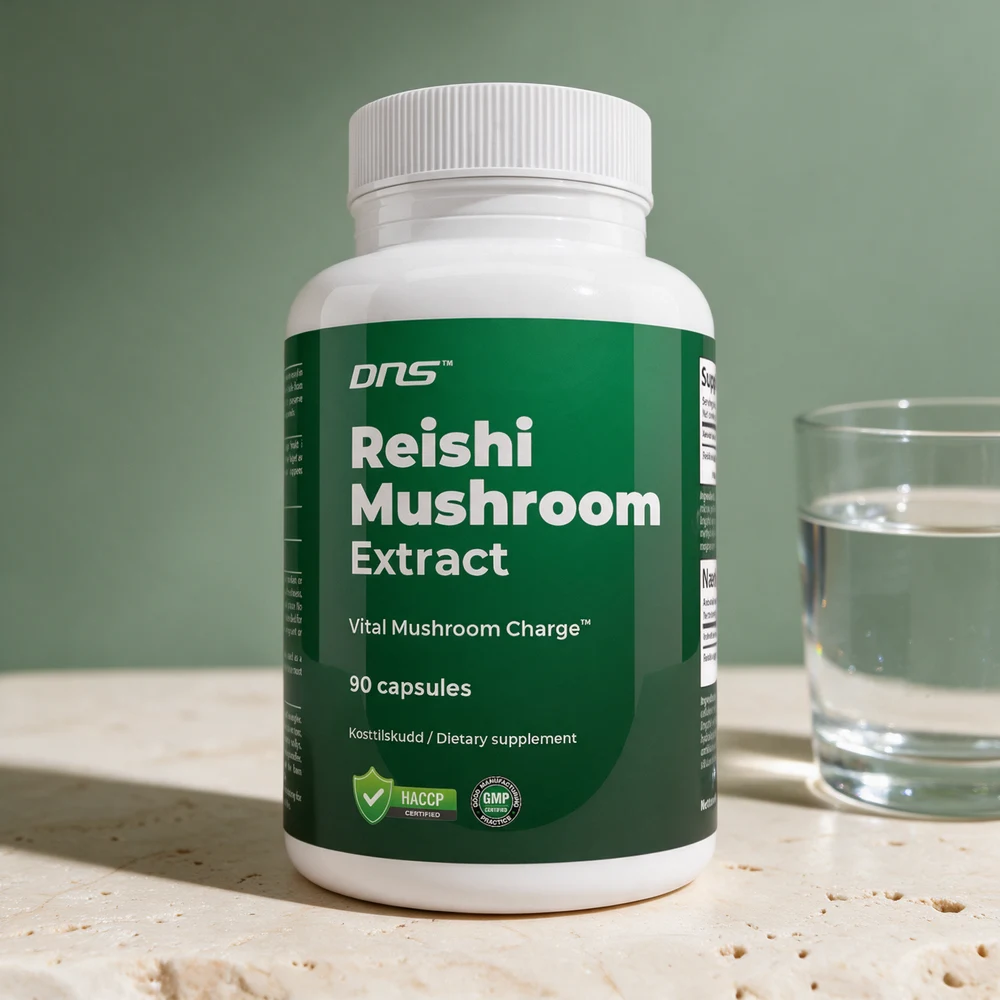 DNS Reishi Mushroom Extract, boks med 90 plantekapsler