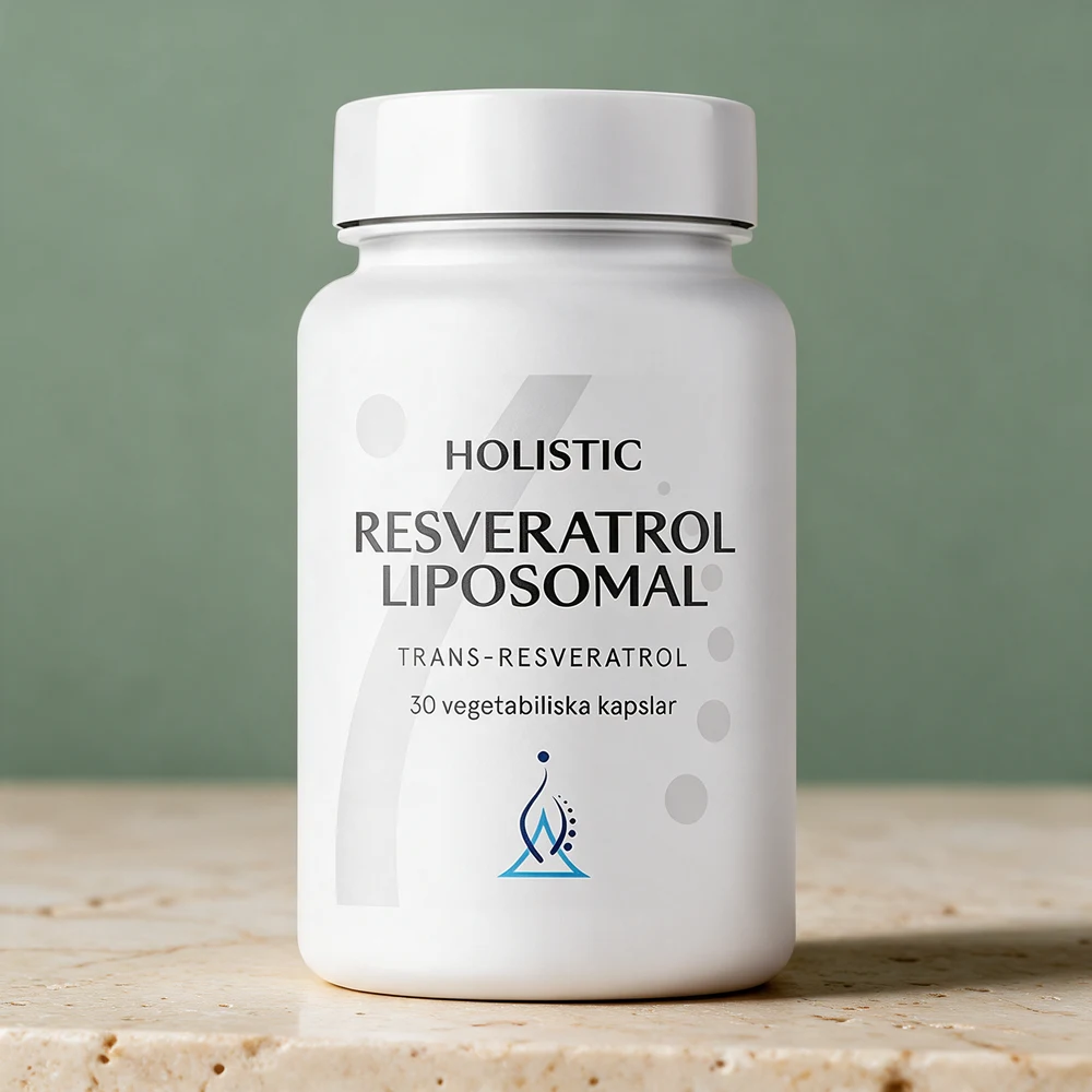 Holistic Resveratrol Liposomal, boks med 30 kapsler og 200 mg trans-resveratrol