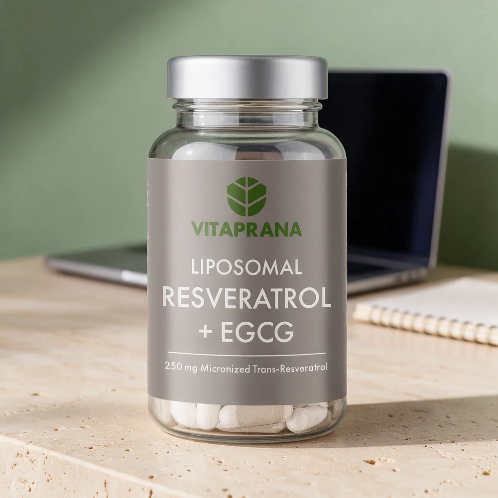 Vitaprana Liposomal Resveratrol + EGCG, boks med 30 kapsler
