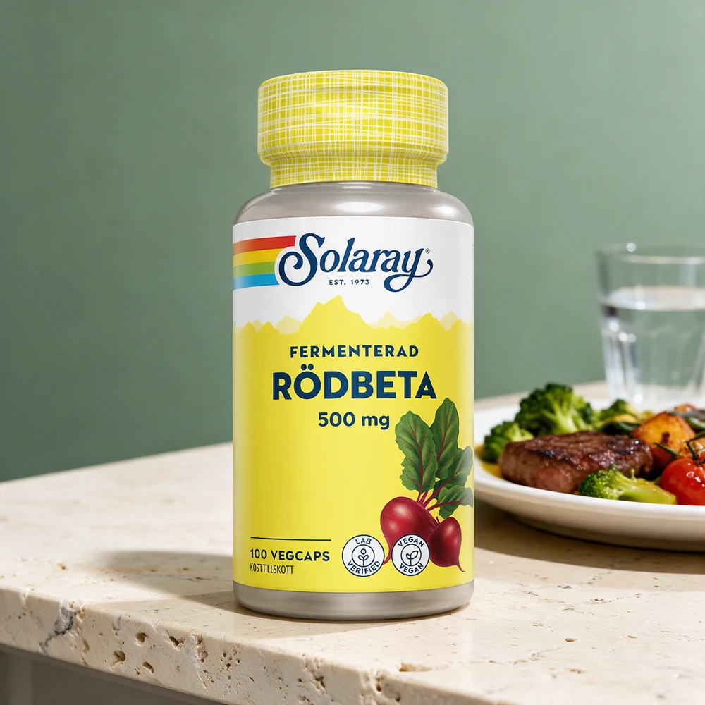 Solaray Fermentert Rødbete, boks med 100 kapsler fermentert økologisk rødbete