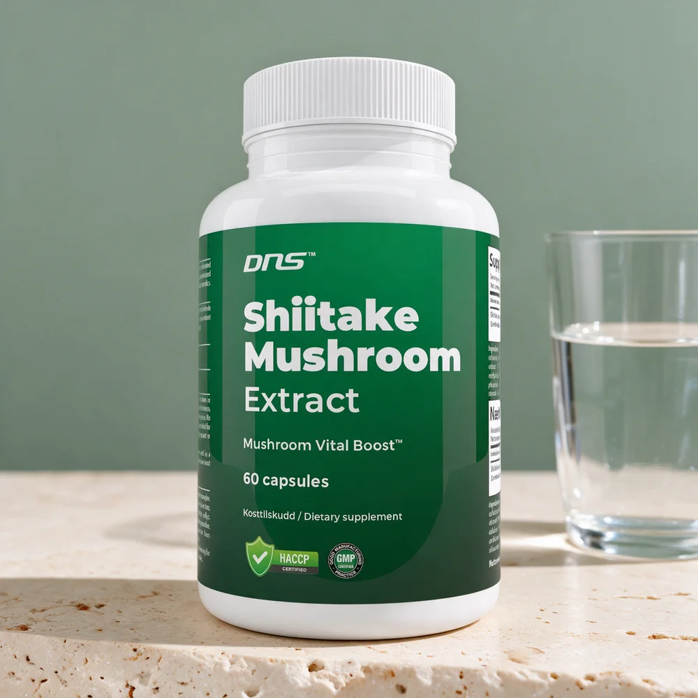 DNS Shiitake Mushroom Extract i hvit boks, 60 kapsler