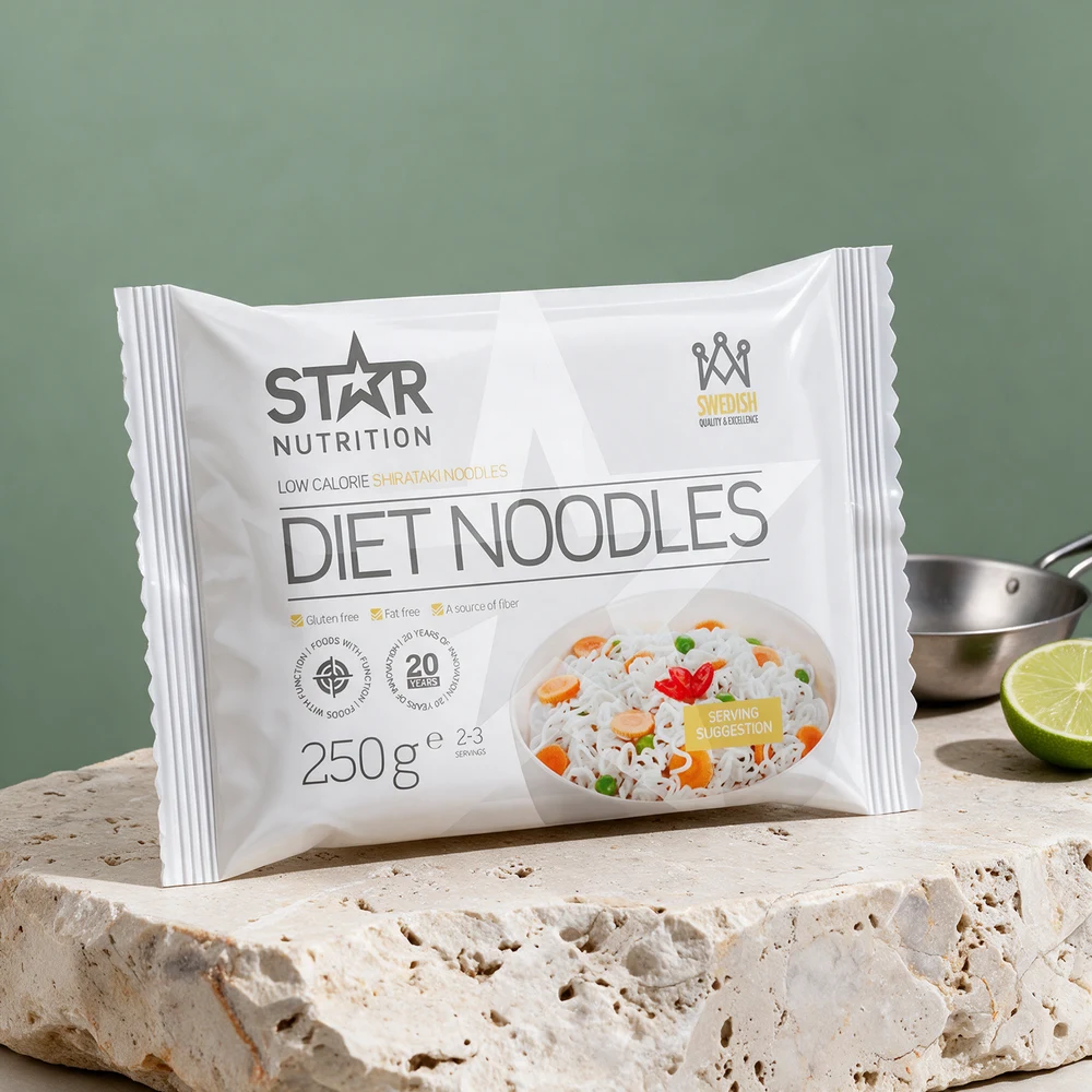 Star Nutrition Diet Noodles, 250 g pose med shiratakinudler merket «Low calorie shirataki noodles»