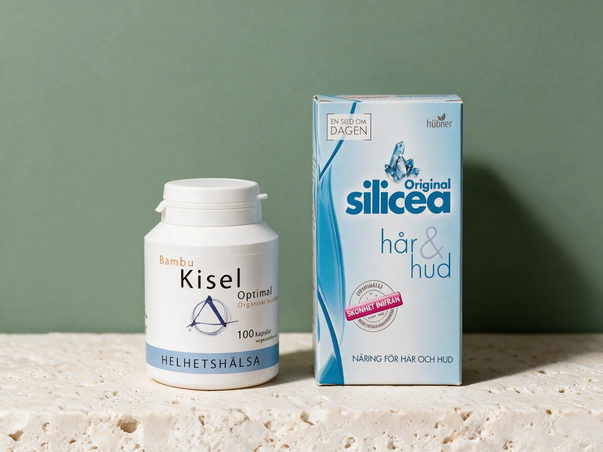 Helhetshälsa Kisel Optimal og Silicea Kiselgel, bambuskapsel og gel med 140 og 196 mg silisium