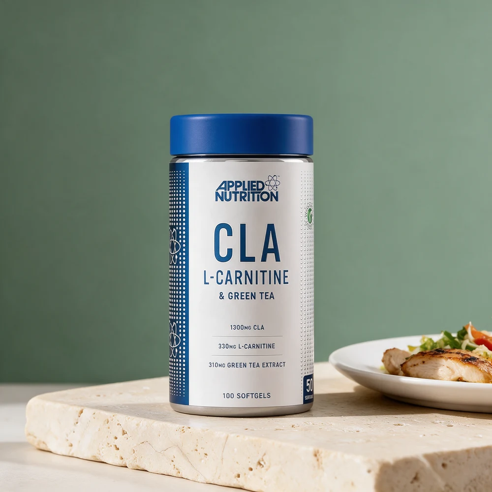 Applied Nutrition CLA, L-Carnitine & Green Tea, hvit boks med 100 softgels