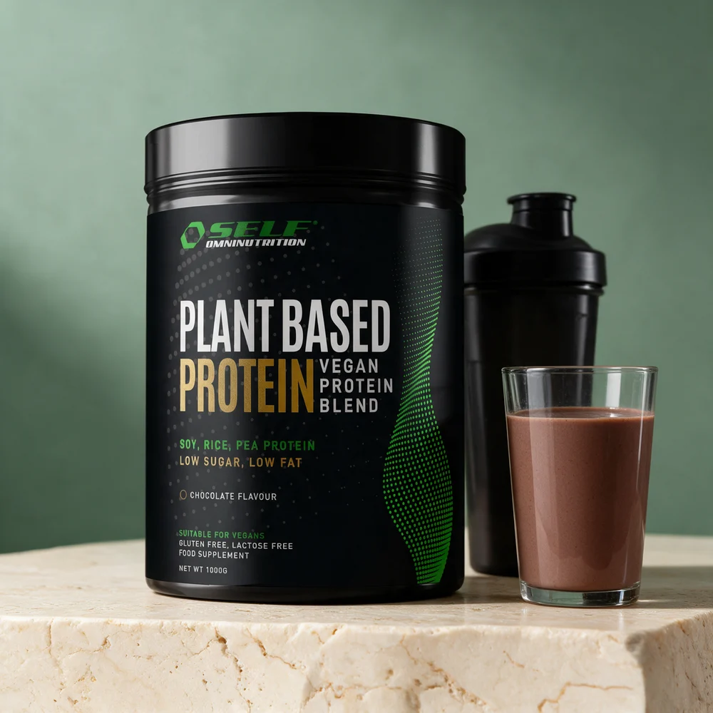 Self Omninutrition Plant Based Protein, boks med 1 kg og sjokoladesmak