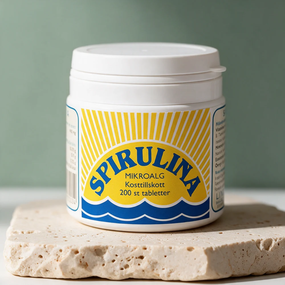 Lindroos Spirulina, hvit boks med 200 tabletter à 400 mg