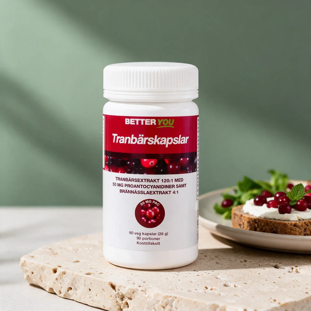 Better You Tranebærkapsler, liten boks med 90 kapsler og 50 mg PAC