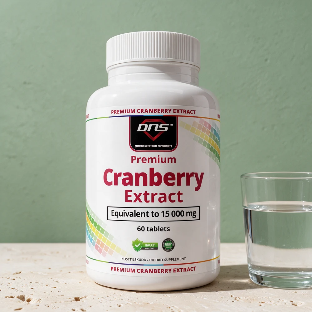 DNS Premium Cranberry Extract, boks med 60 tabletter tilsvarende 15 000 mg tranebær