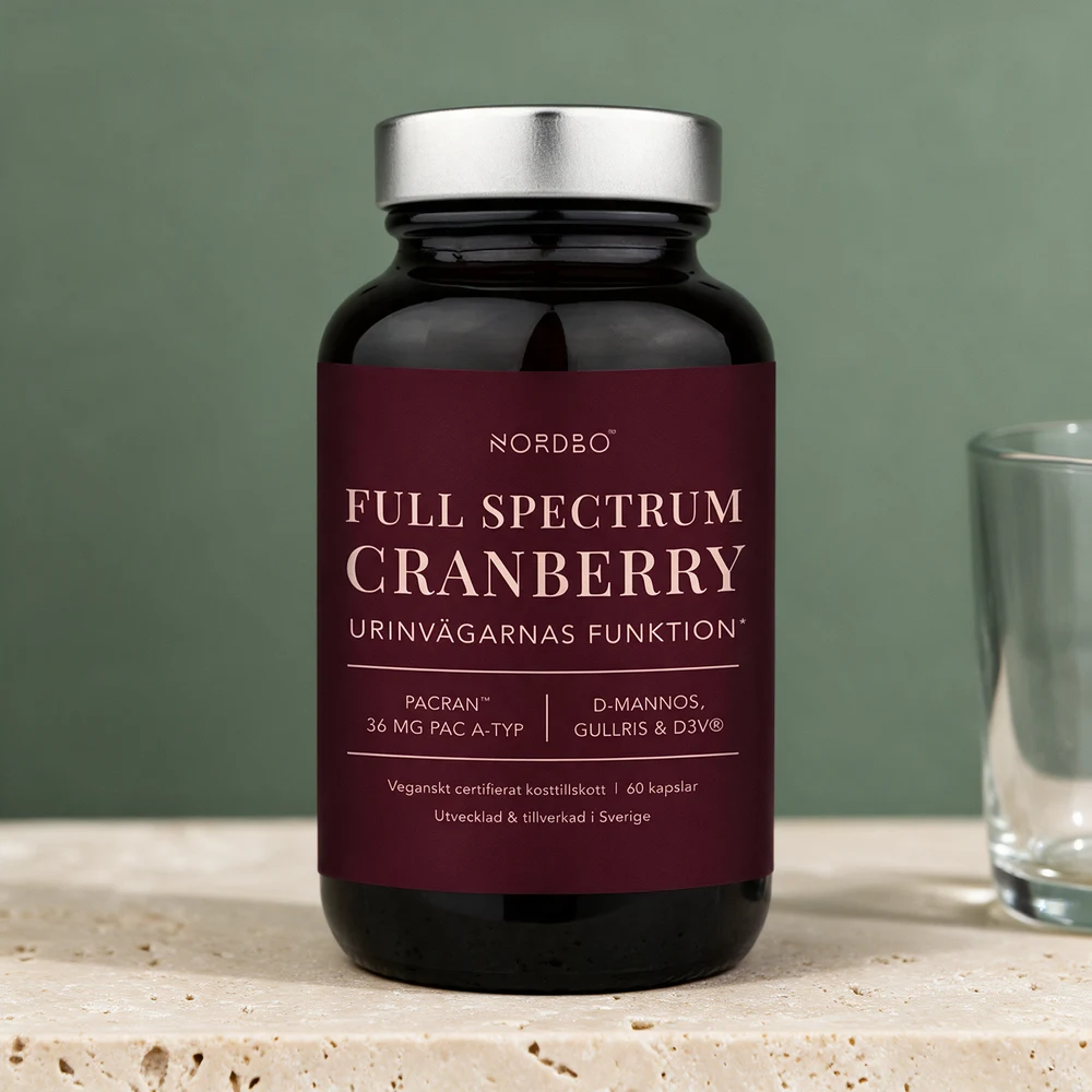 Nordbo Full Spectrum Cranberry, brun glassboks med 60 kapsler og 36 mg PAC