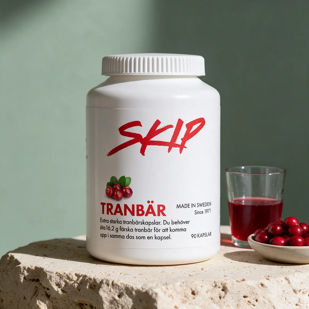 SKIP Tranebær, hvit boks med 90 kapsler