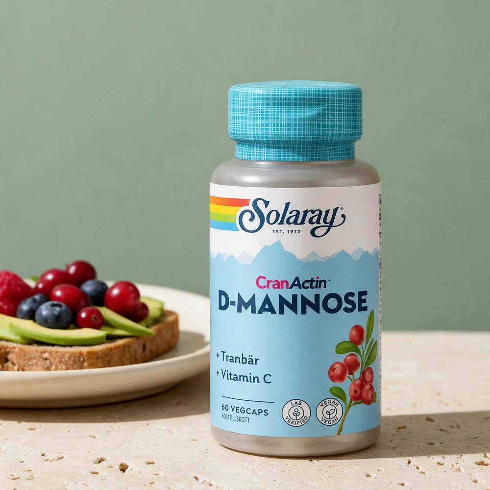 Solaray D-Mannose & CranActin, boks med 60 vegetabilske kapsler