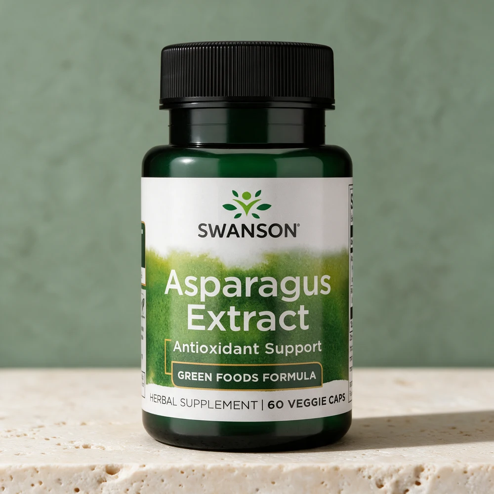 Swanson Asparagus Extract, liten grønn boks med 60 vegetabilske kapsler
