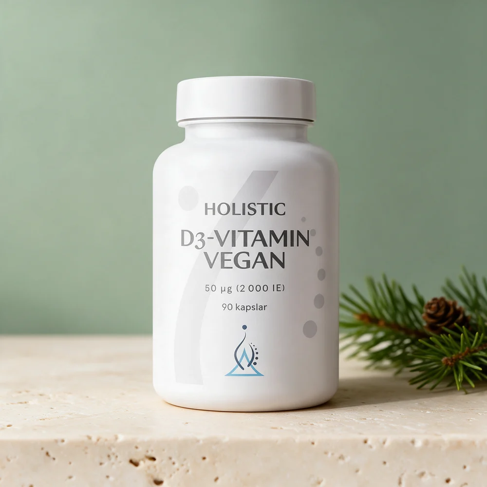 Holistic D3-vitamin Vegan, boks med D3 fra furu