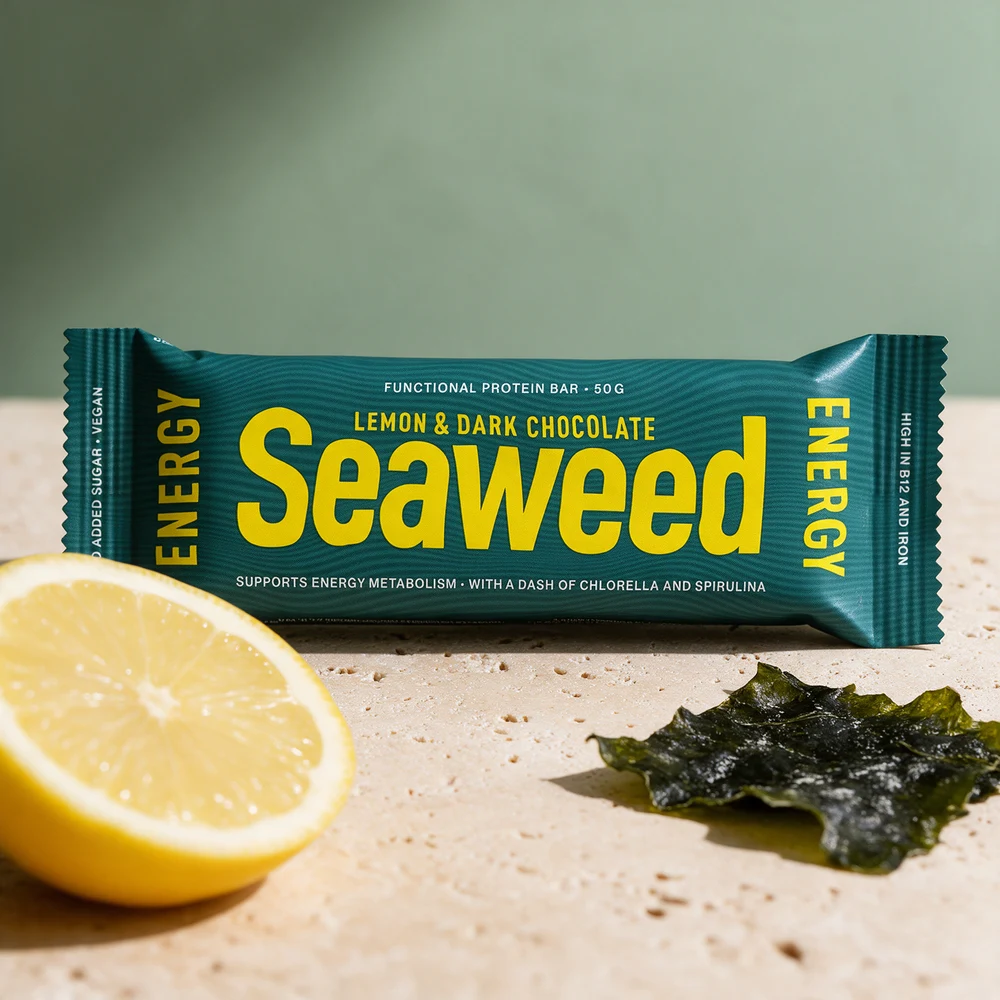 Seaweed Energy Protein Bar Lemon & Dark Chocolate, én bar på 50 gram