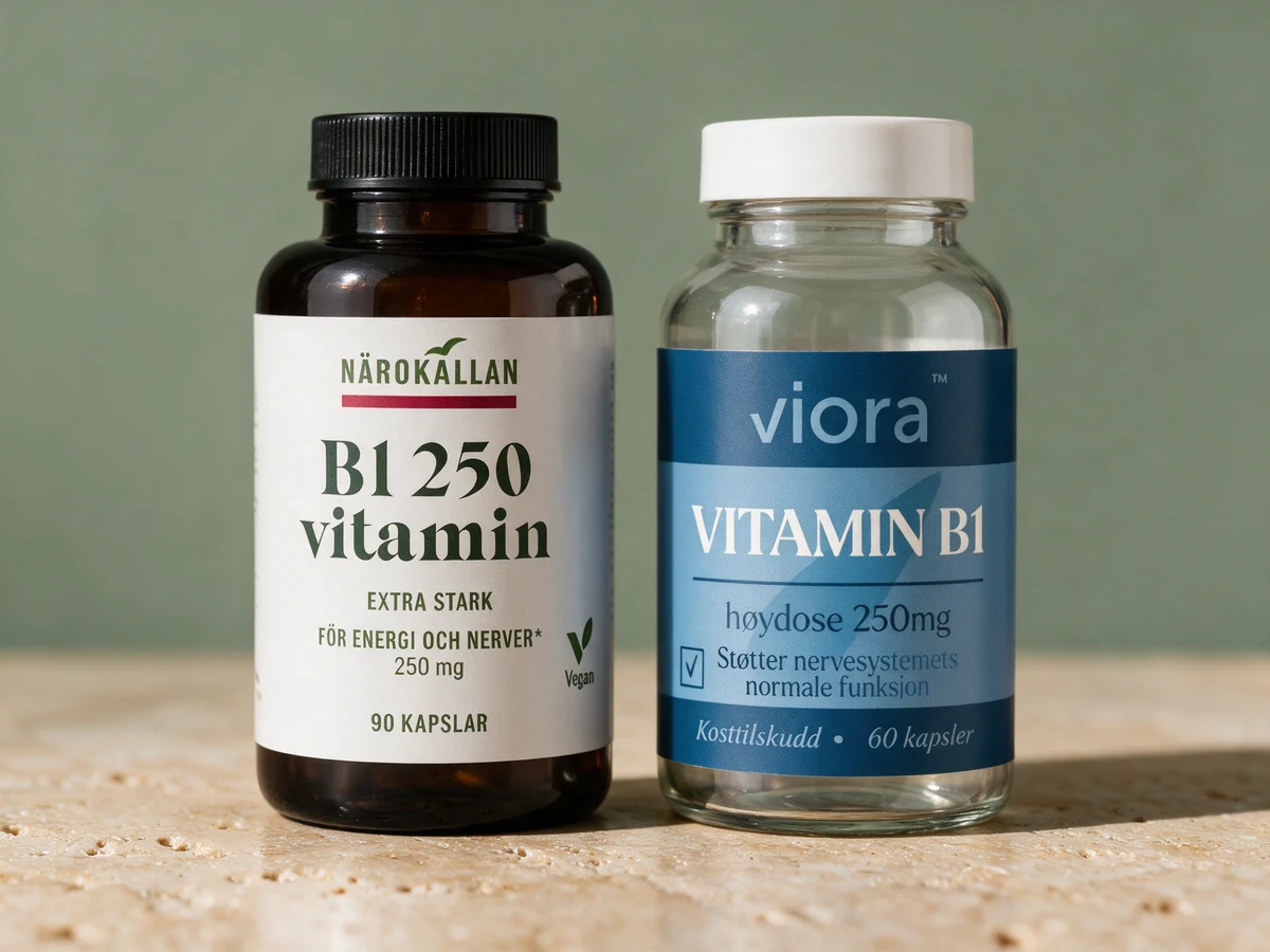 Närokällan B1 250 vitamin «Extra stark» og Viora Vitamin B1 høydose 250 mg