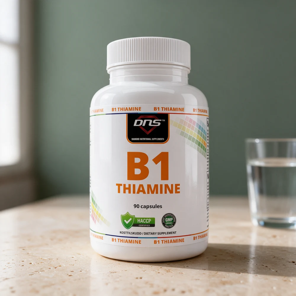 DNS B1 Thiamine, hvit boks med 90 kapsler