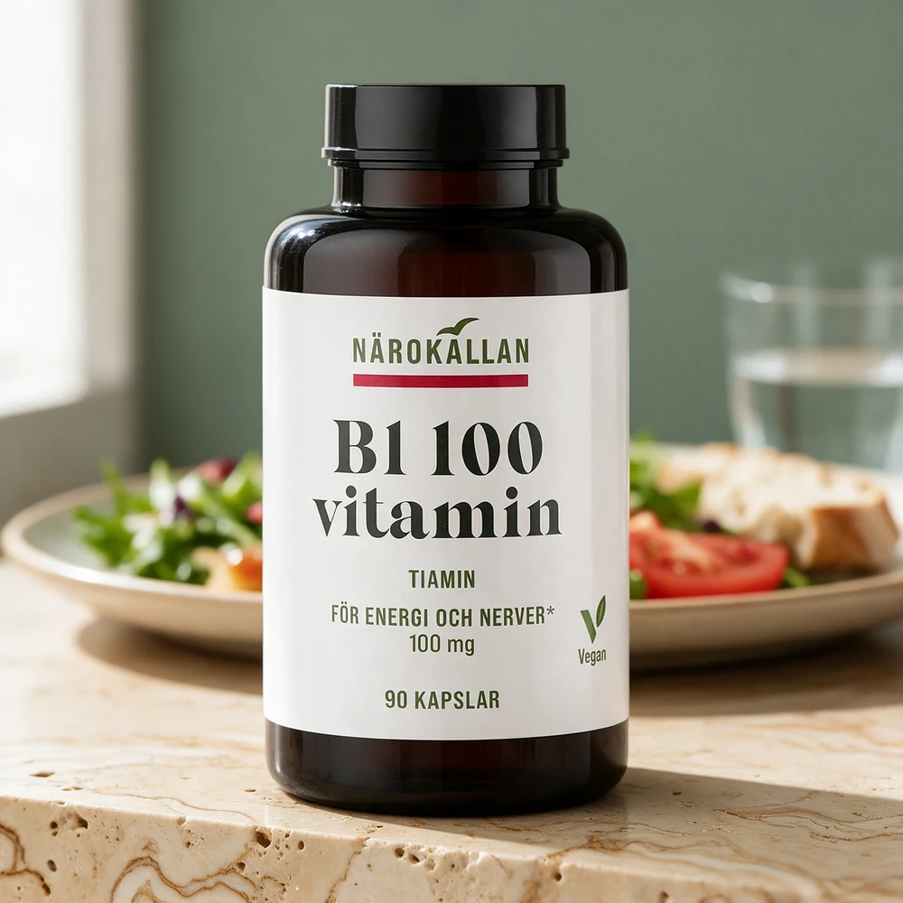 Närokällan B1 100 vitamin, boks med 90 kapsler à 100 mg tiamin
